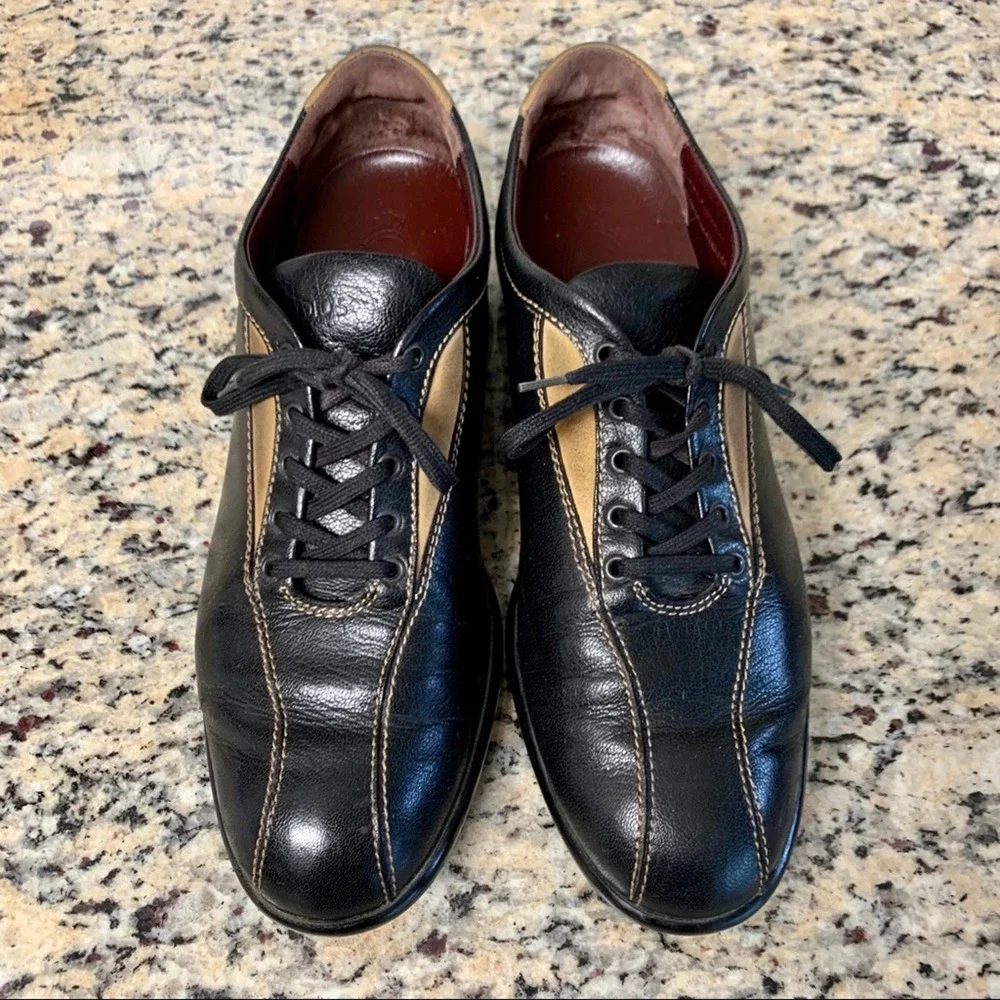 Tod's Leather & Suede Lace Up Bowling Sneakers in Black Size 38 - Picture 13 of 13